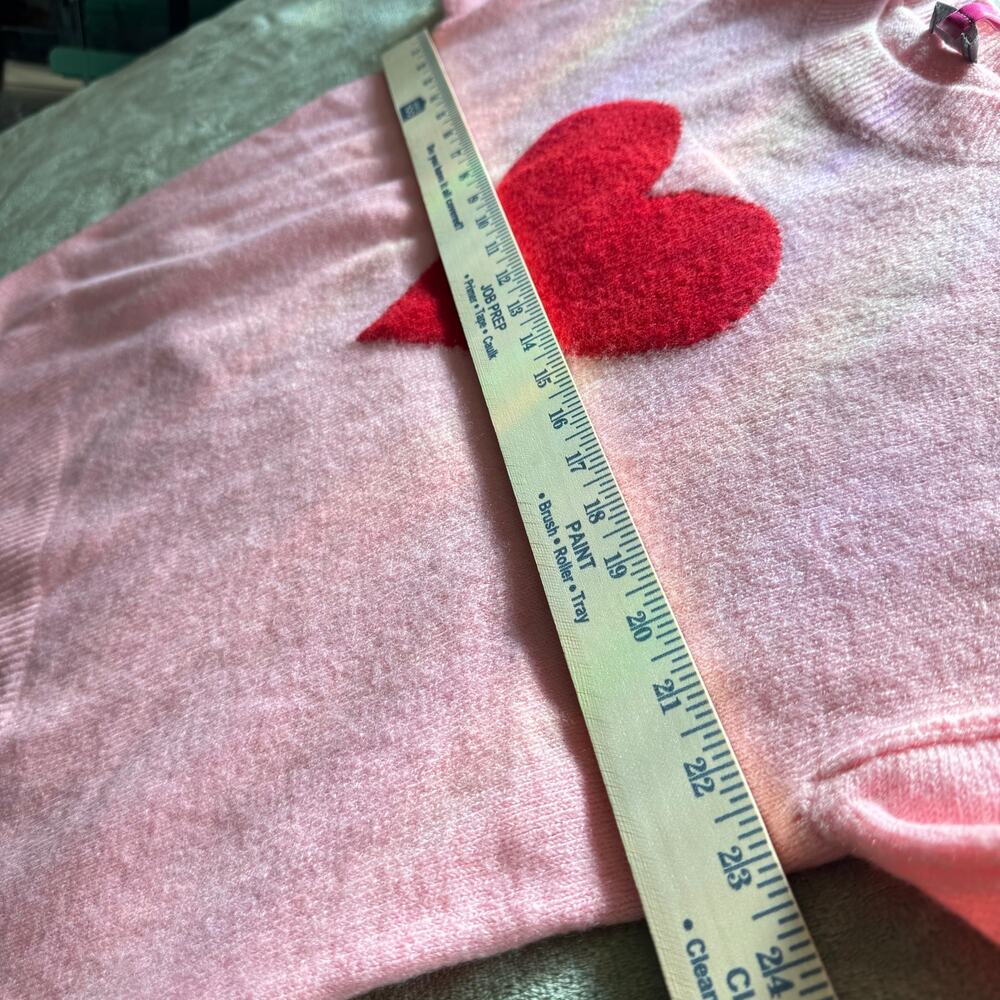 NWT Vince Camuto Heart Intarsia Crewneck Pullover Sweater Valentine Pink - Picture 6 of 12